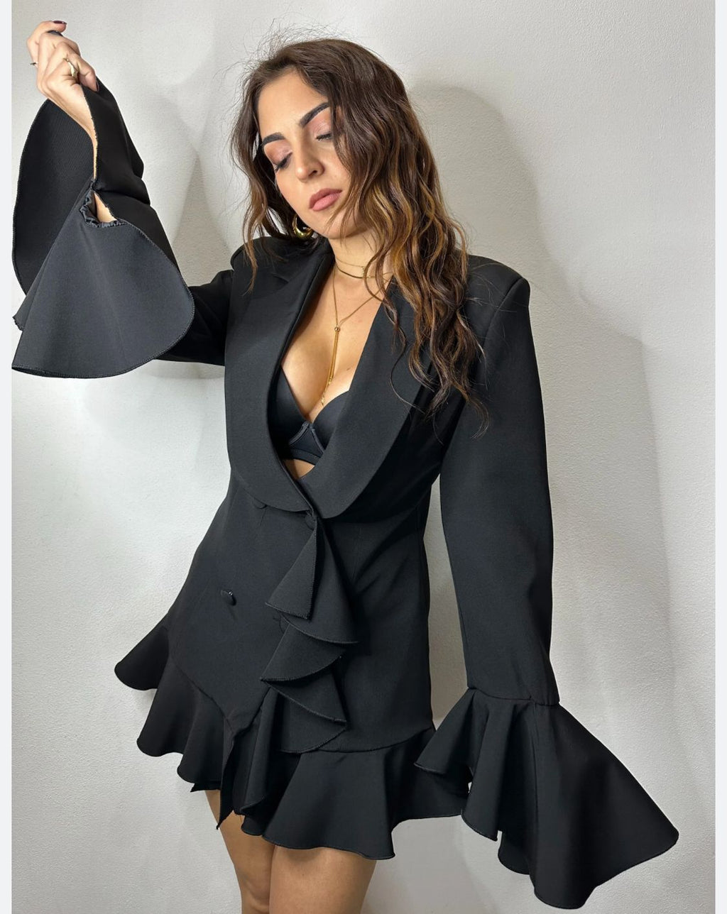 Rochie Sacou cu Volane Flare