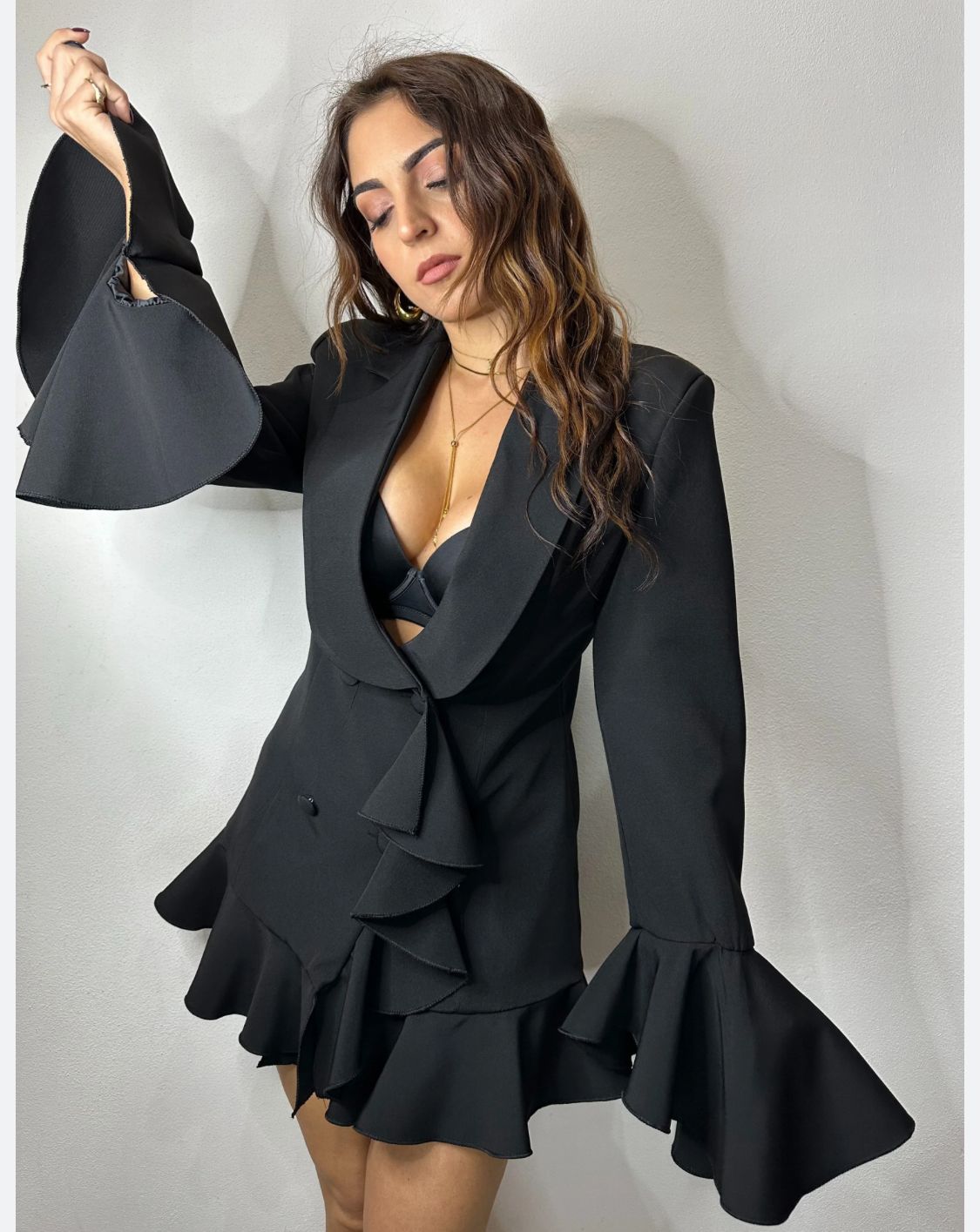 Rochie Sacou cu Volane Flare