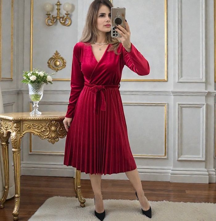 Rochie catifea cu cordon Lacey