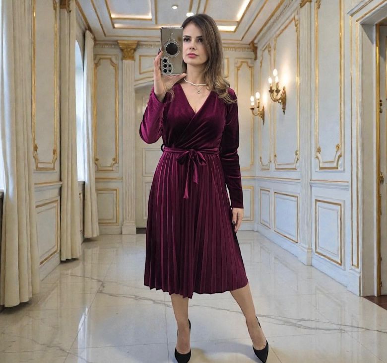 Rochie catifea cu cordon Lacey