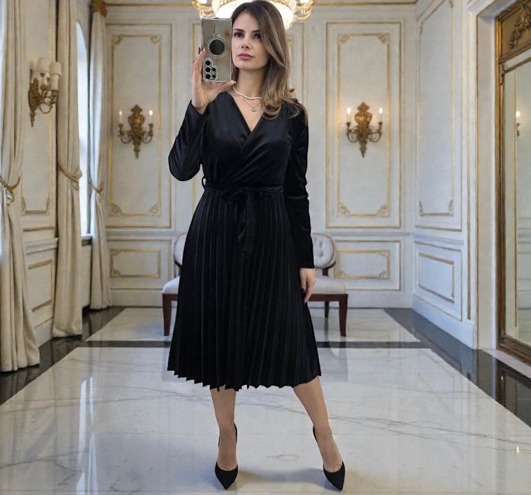 Rochie catifea cu cordon Lacey