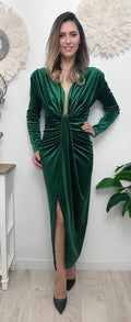 Rochie din catifea cu pietricele Heidy