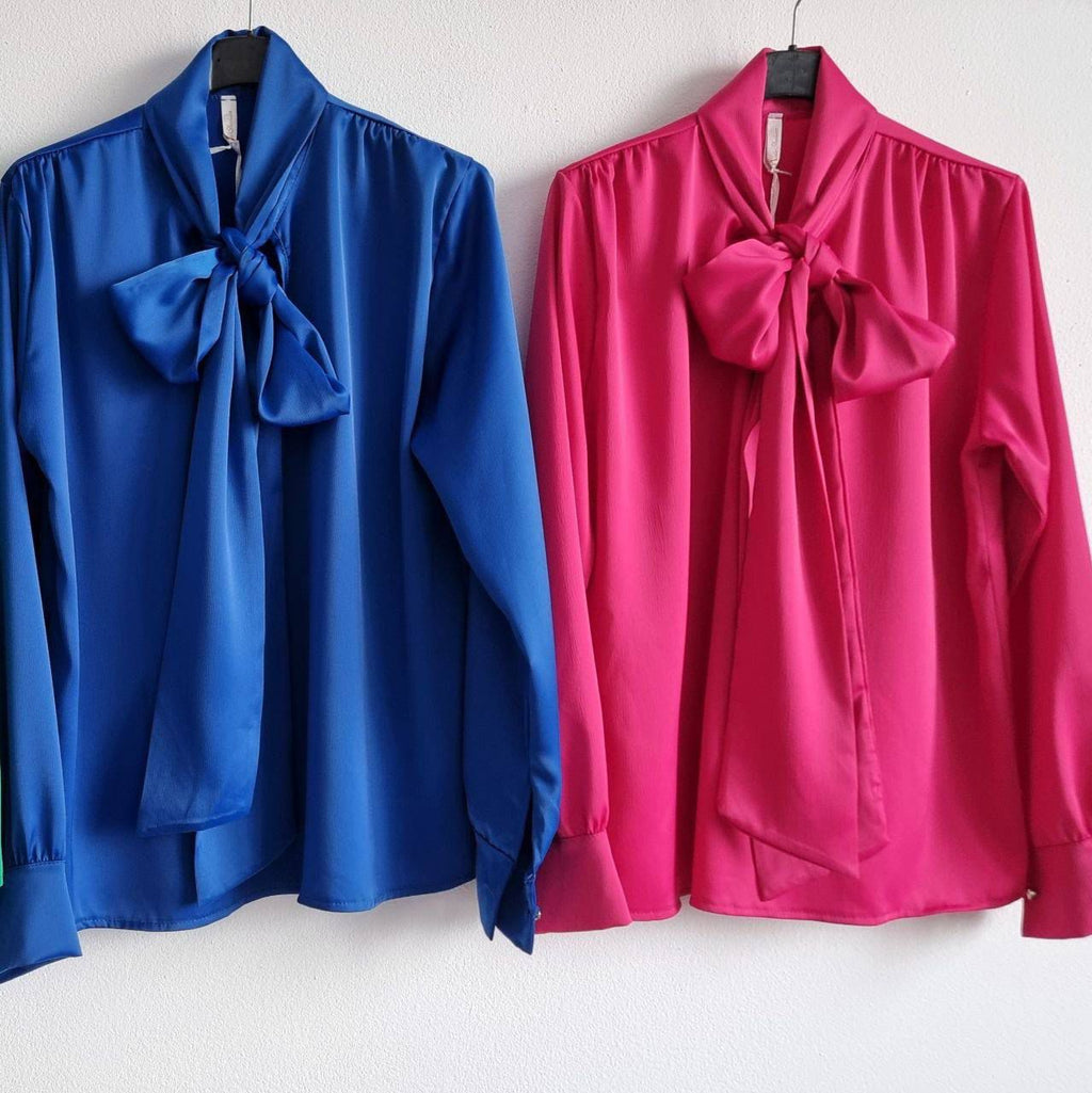 Bluza Din Satin Pe Croi Larg Cu Funda