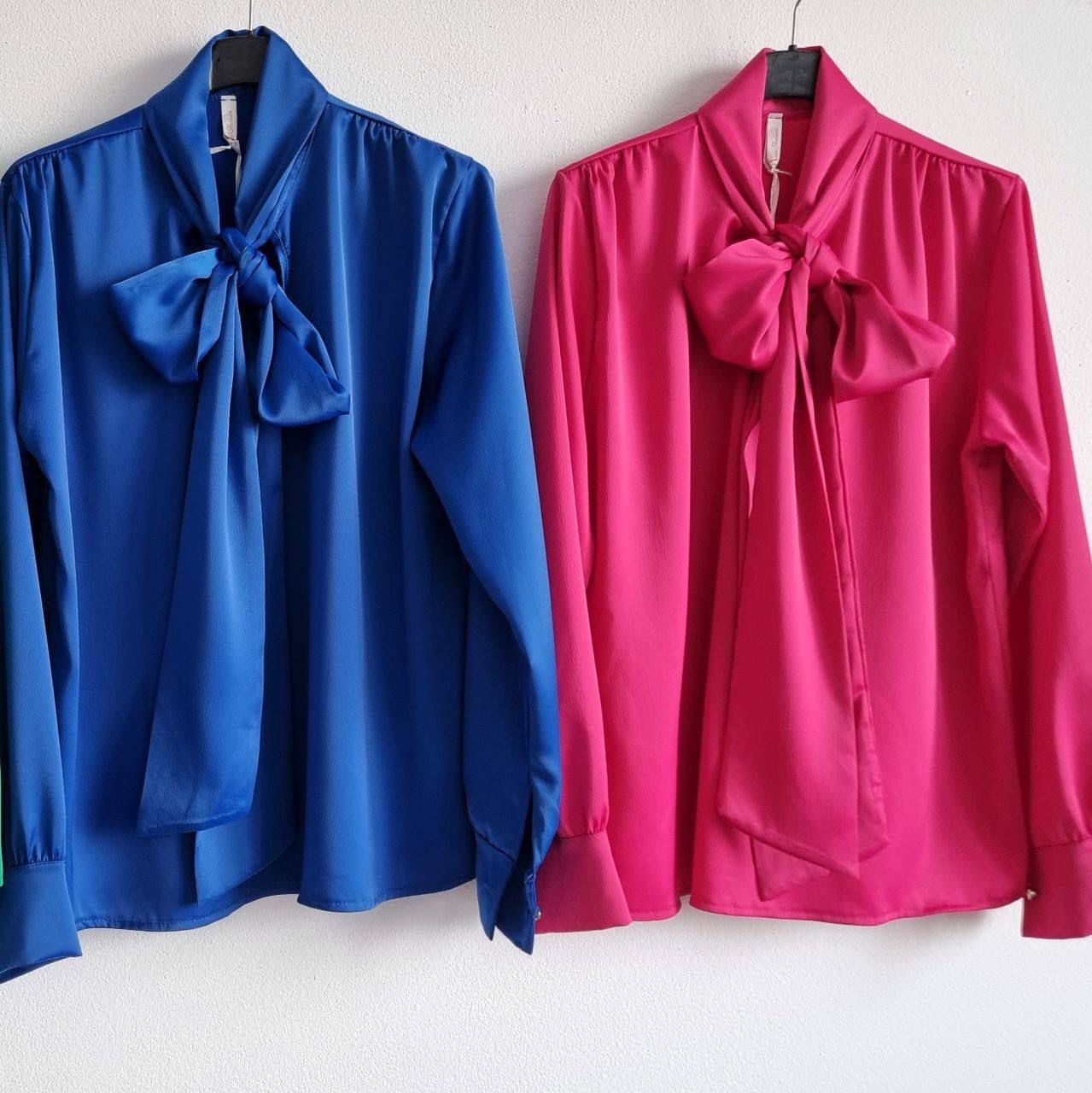 Bluza Din Satin Pe Croi Larg Cu Funda