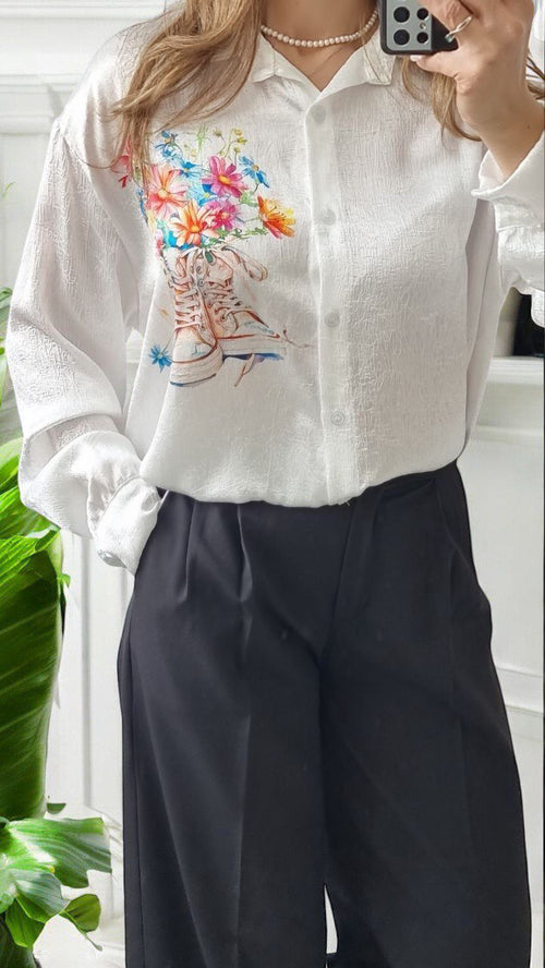 Camasa Din Satin Cu Imprimeu Floral