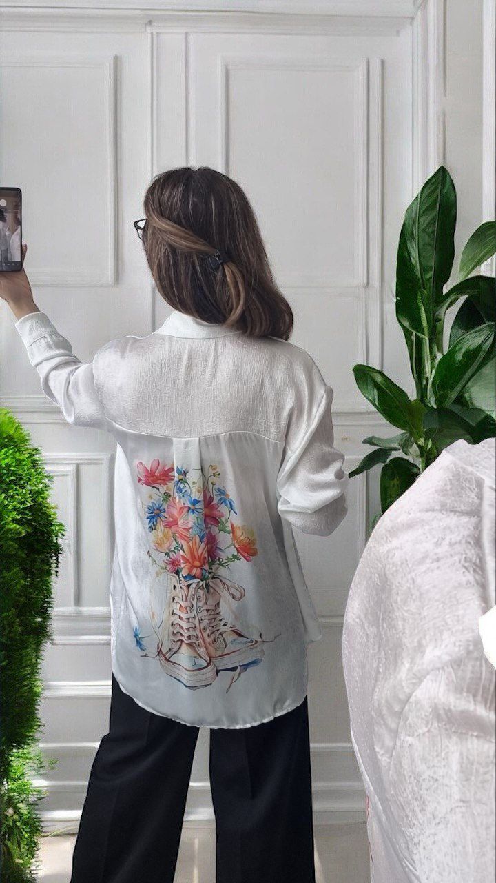 Camasa Din Satin Cu Imprimeu Floral