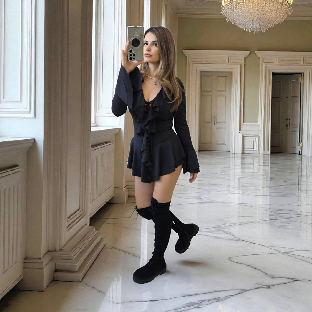 Rochie/ Body cu volane Black Allure