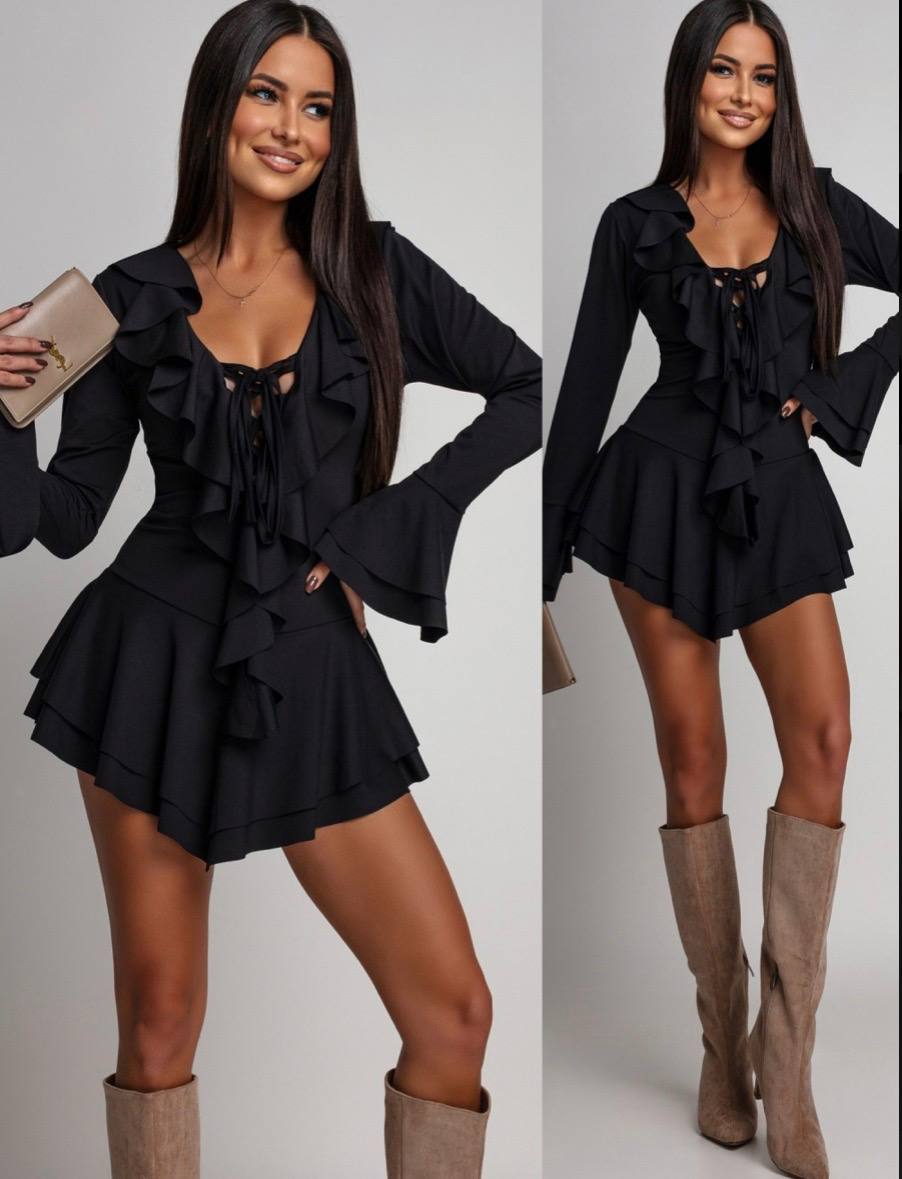 Rochie/ Body cu volane Black Allure