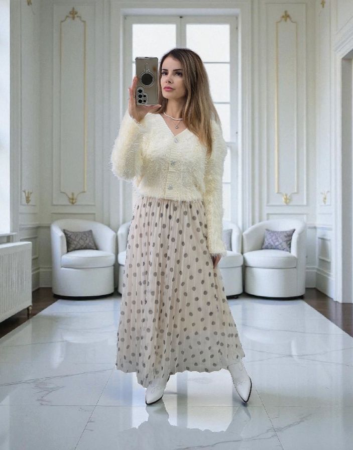 Fuste din voal cu imprimeuri Mikayla