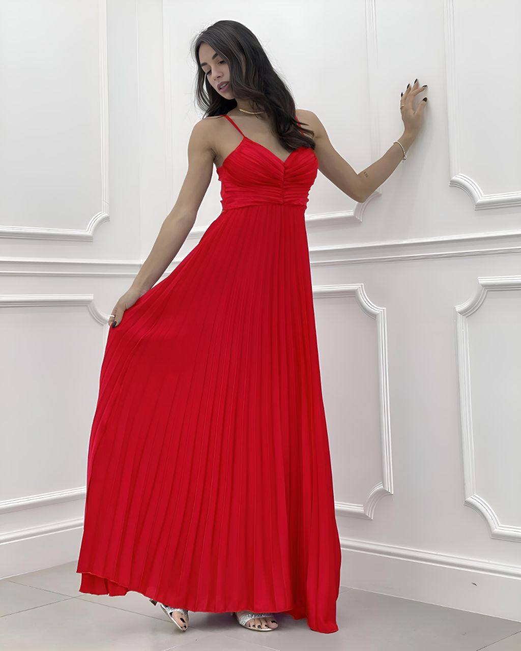 Rochie din satin plisata Stacy