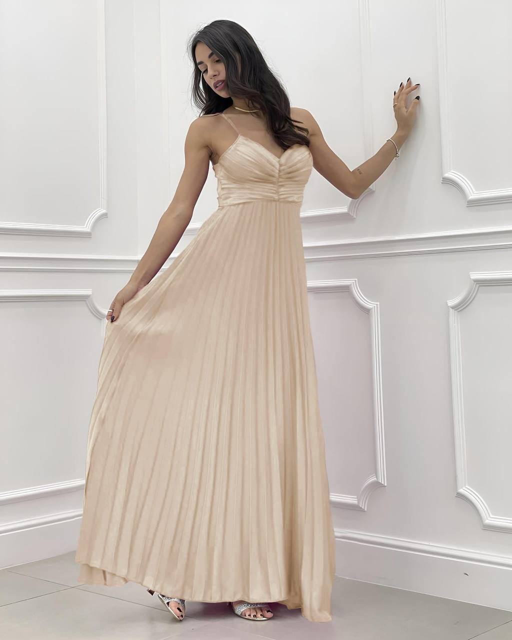 Rochie din satin plisata Stacy
