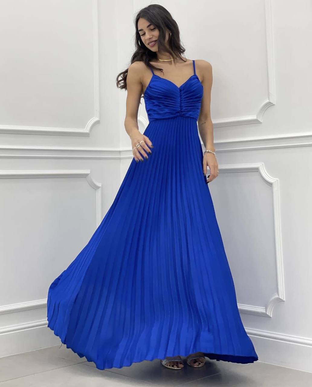 Rochie din satin plisata Stacy