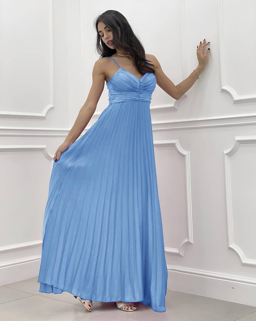 Rochie din satin plisata Stacy