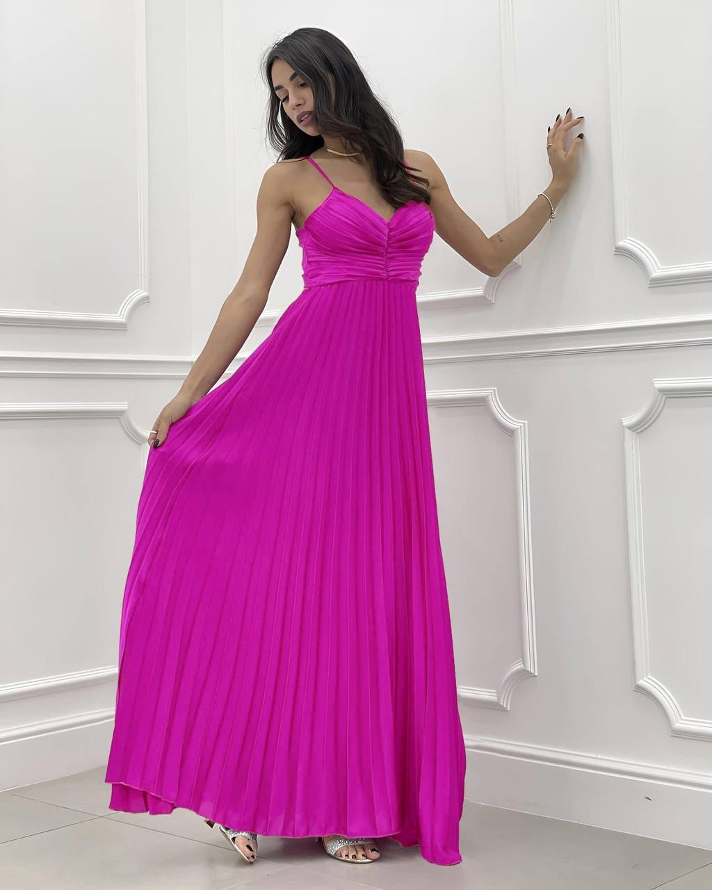 Rochie din satin plisata Stacy