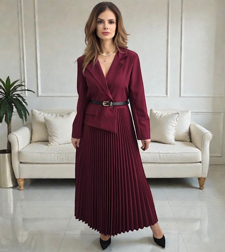 Rochie plisata cu sacou Lara