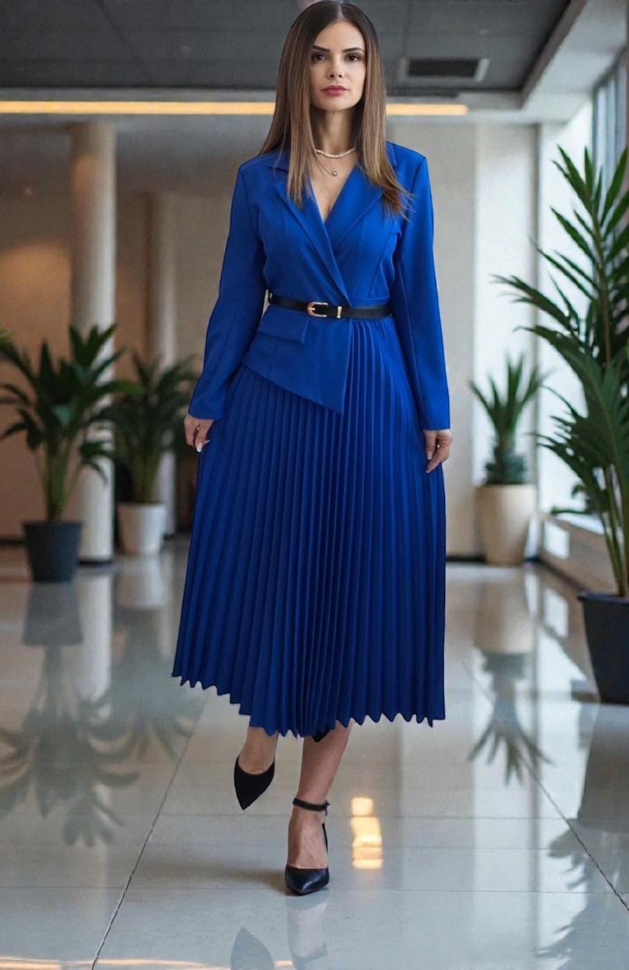 Rochie plisata cu sacou Lara