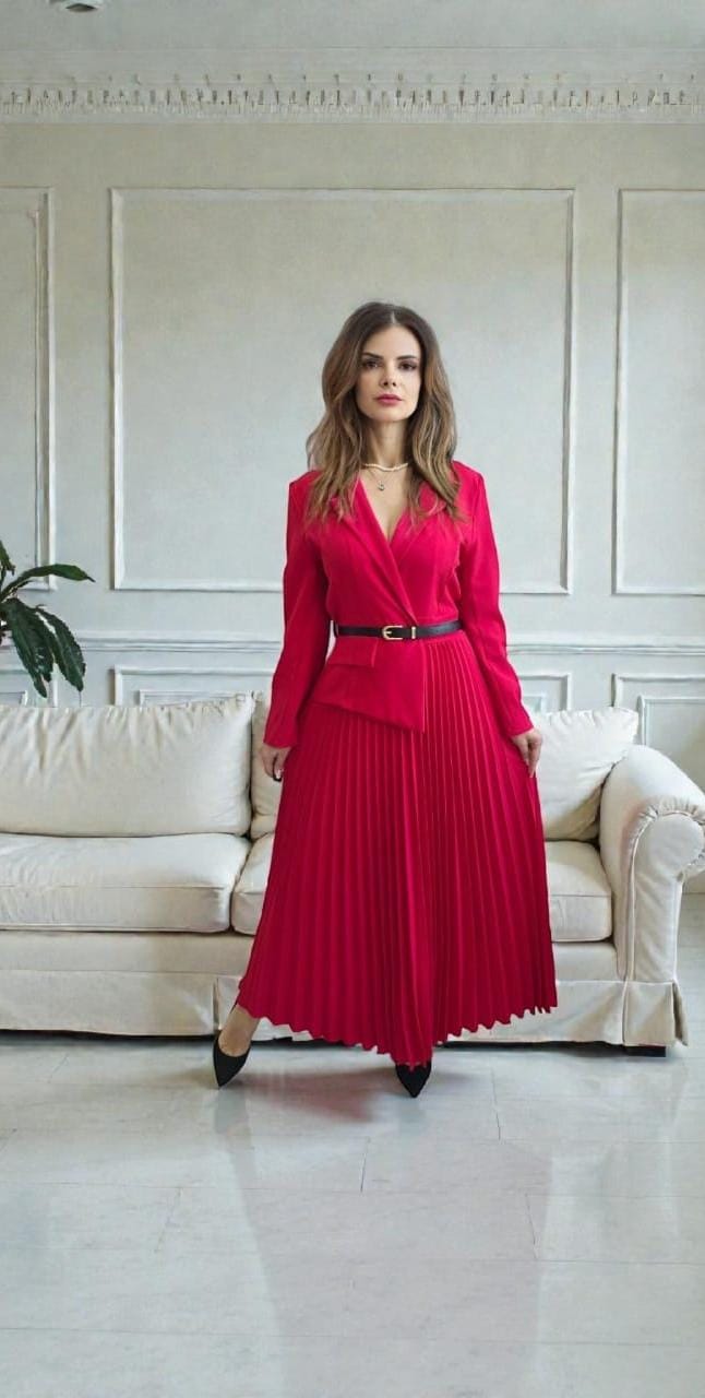 Rochie plisata cu sacou Lara