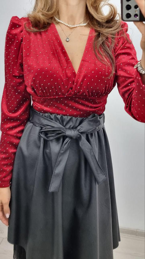 Body de catifea cu pietricele Brielle