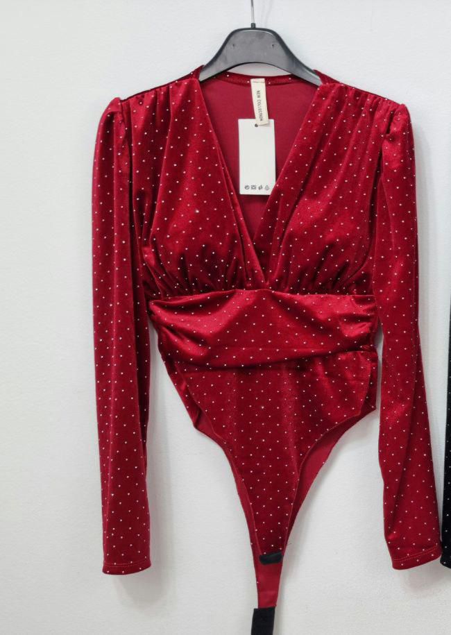 Body de catifea cu pietricele Brielle