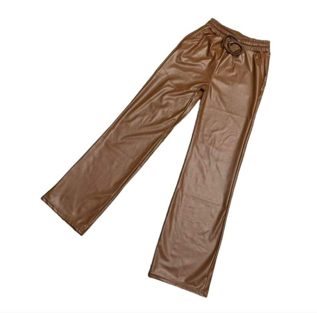 Serie 6 pantaloni drepti din piele ecologica Carina
