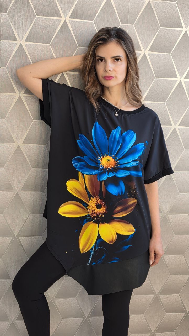 Bluze asimetrice cu maneca scurta pe croi larg Jennifer