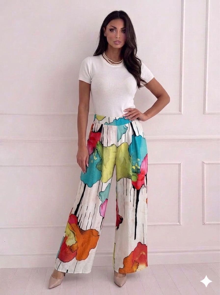 Pantaloni lejeri evazati cu buzunare Tiffany