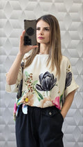 Bluze din vascoza cu imprimeuri florale pe croi larg