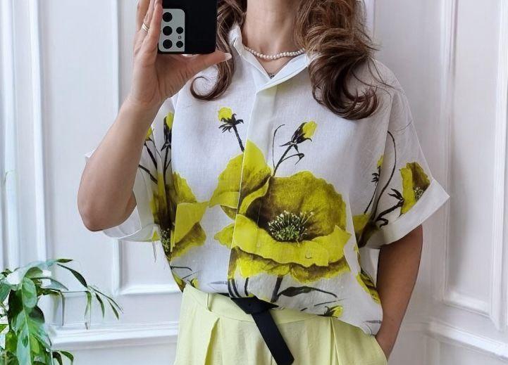 Camasa cu imprimeuri florale pe croi larg Matilda