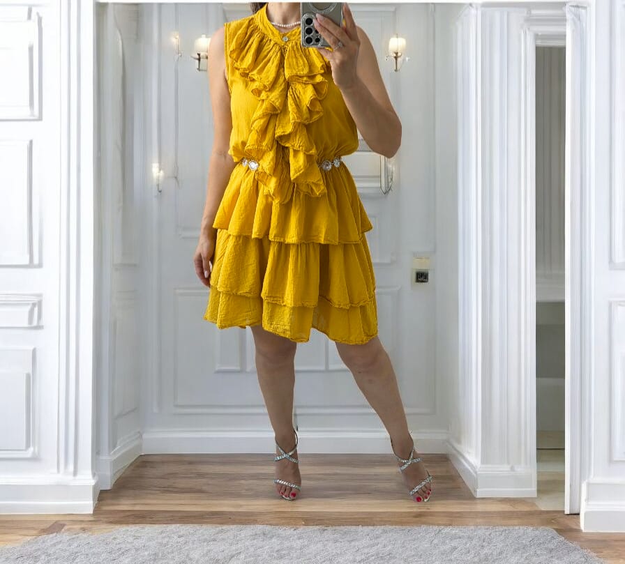 Rochie de bumbac cu volane Valentina