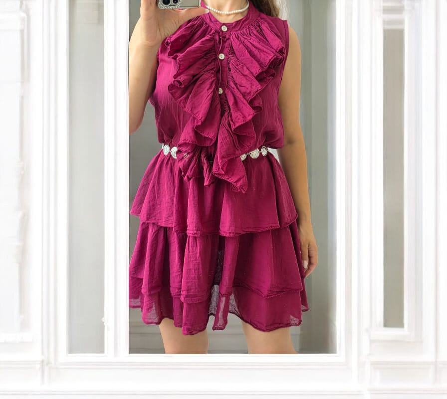 Rochie de bumbac cu volane Valentina