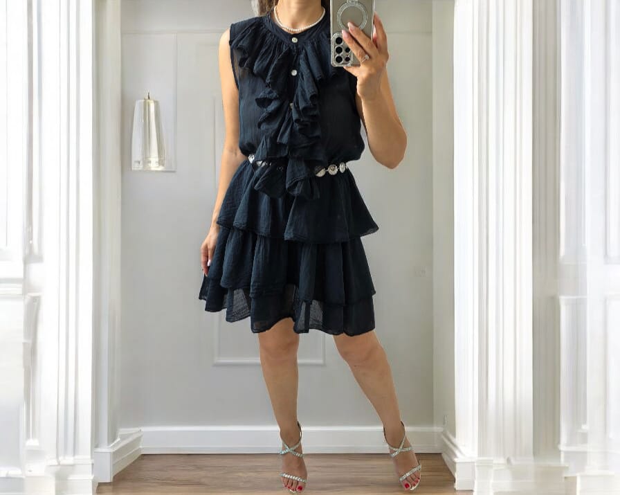 Rochie de bumbac cu volane Valentina