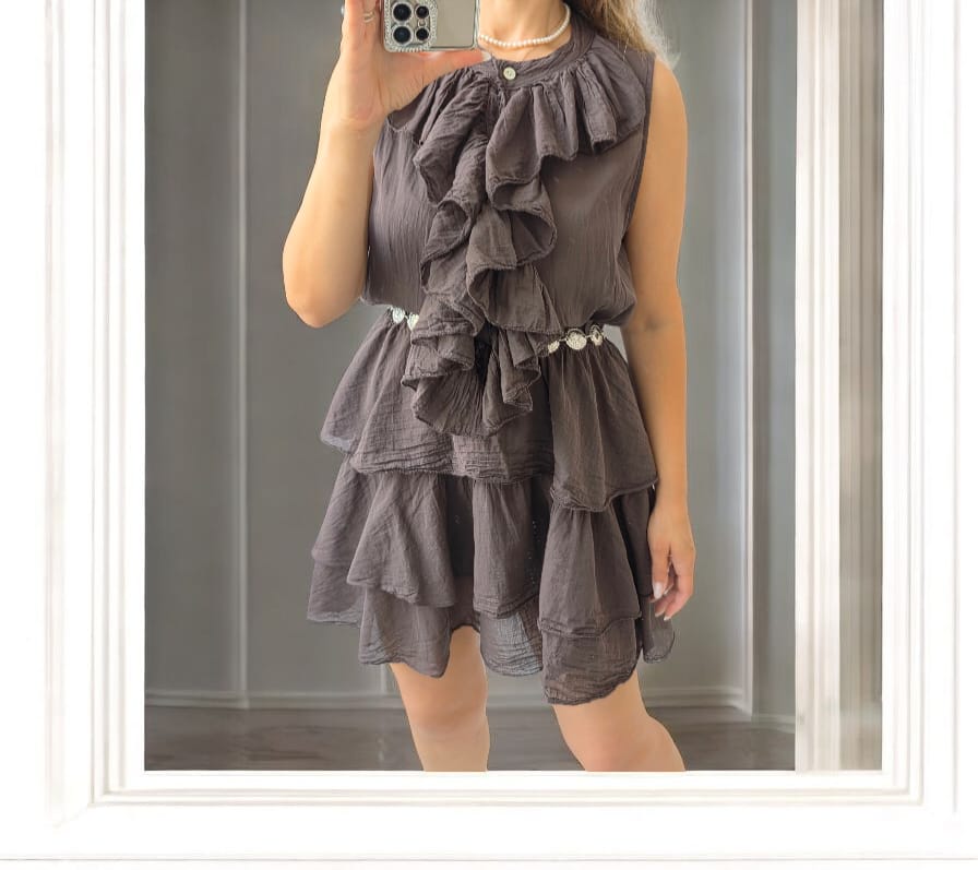 Rochie de bumbac cu volane Valentina