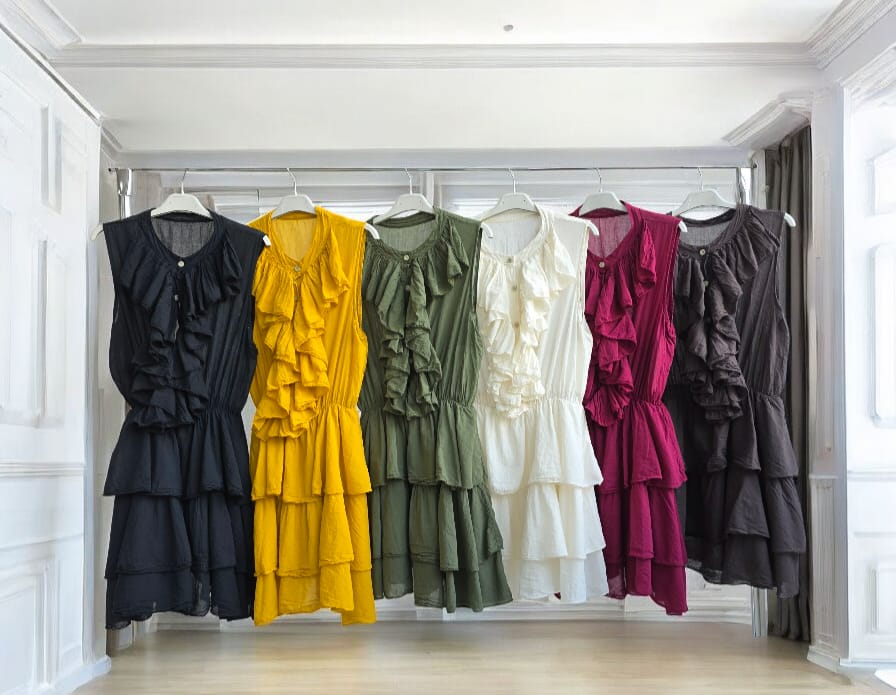 Rochie de bumbac cu volane Valentina