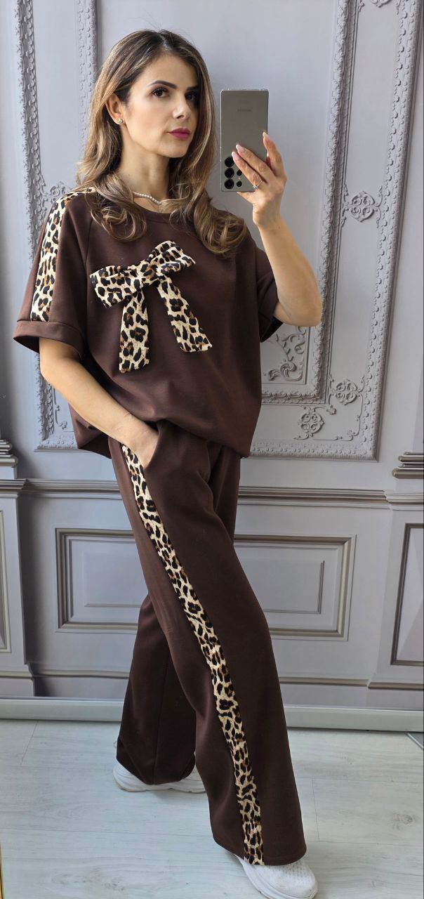 Compleu cu funda animal print si maneca scurta Cheyenne