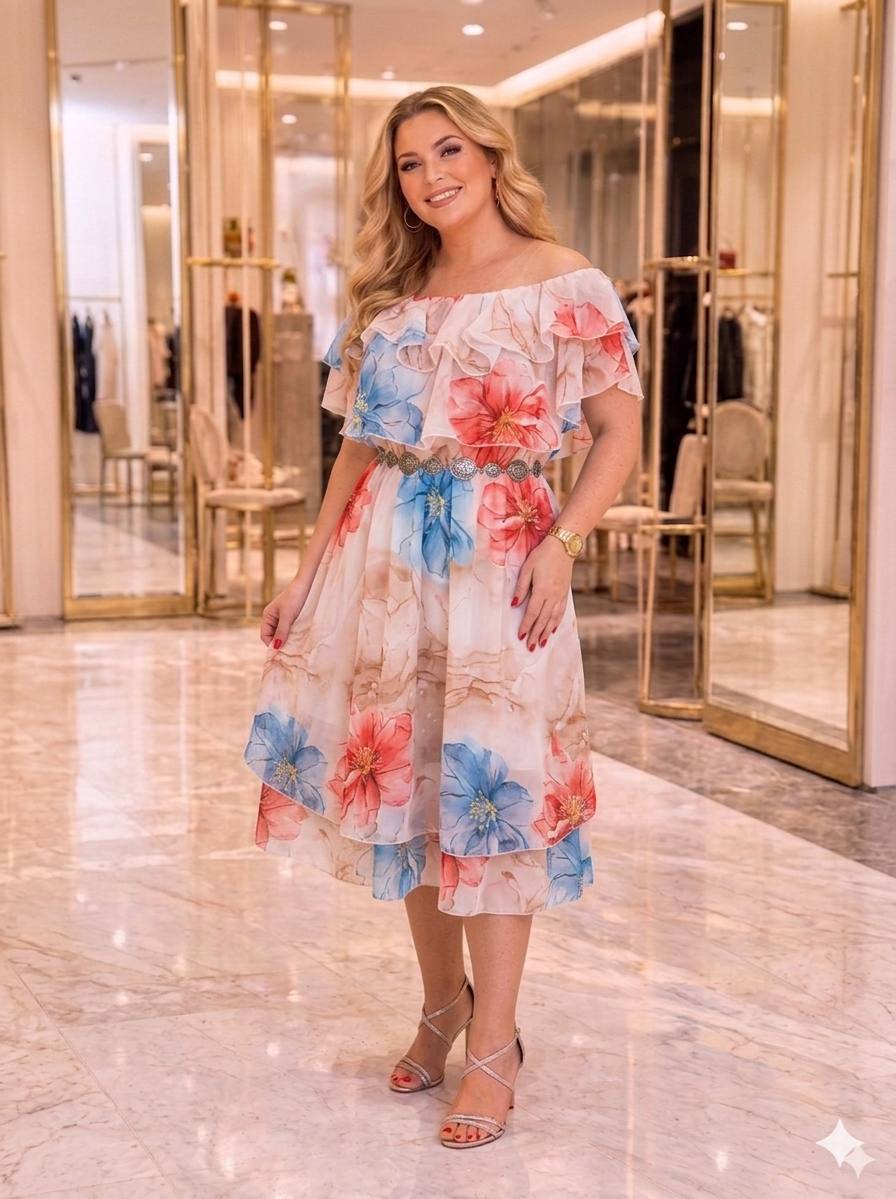 Rochie midi din voal pe croi larg Mirabela