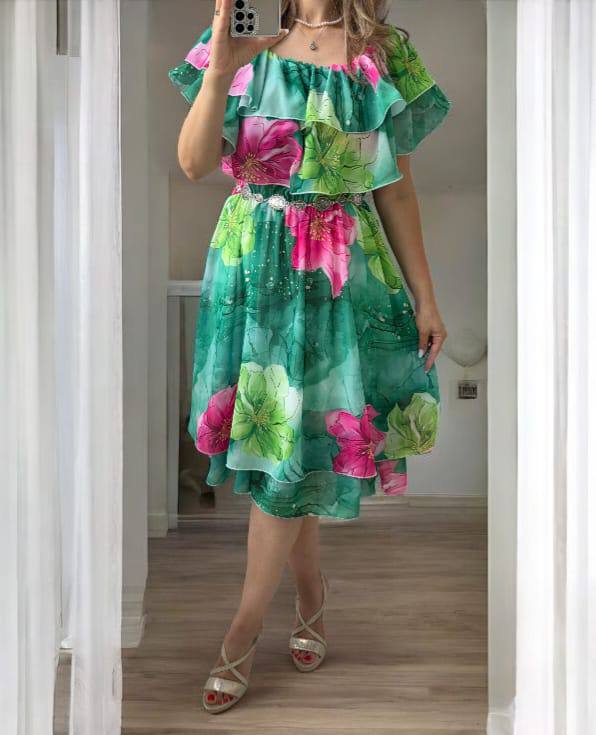 Rochie midi din voal pe croi larg Mirabela