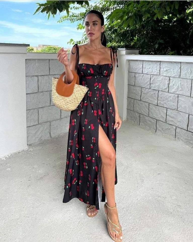 Rochie cu bretele si imprimeuri Amanda