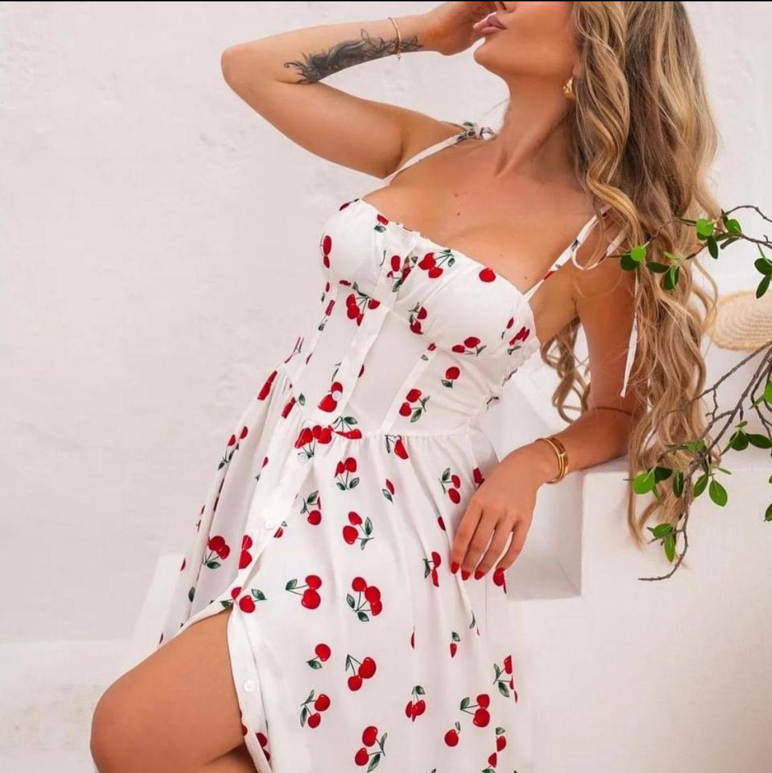 Rochie cu bretele si imprimeuri Amanda