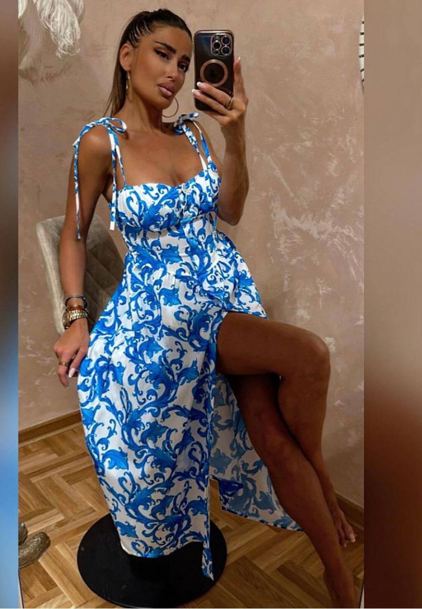 Rochie cu bretele si imprimeuri Amanda