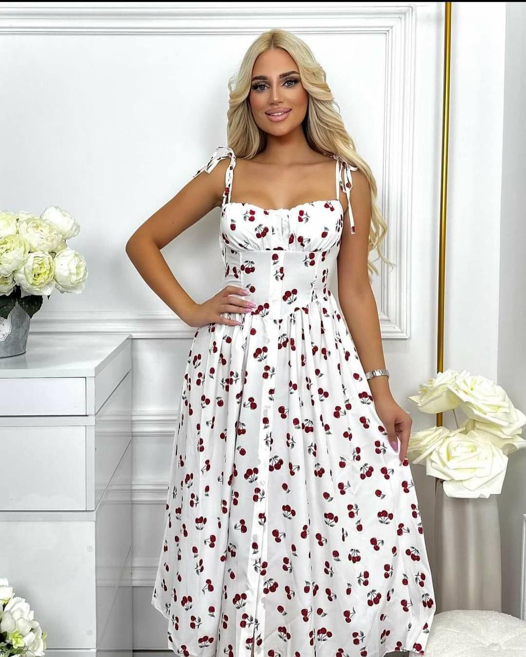 Rochie cu bretele si imprimeuri Amanda