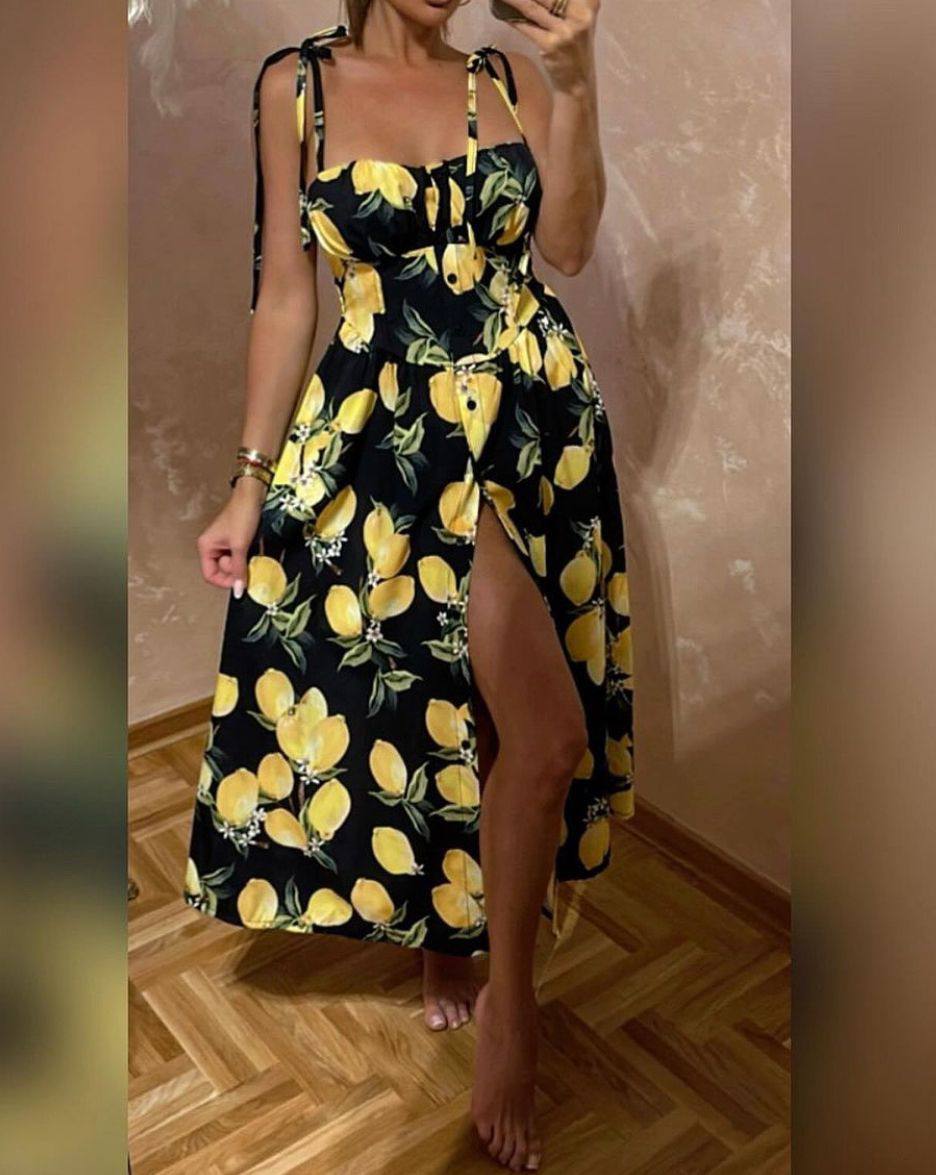 Rochie cu bretele si imprimeuri Amanda