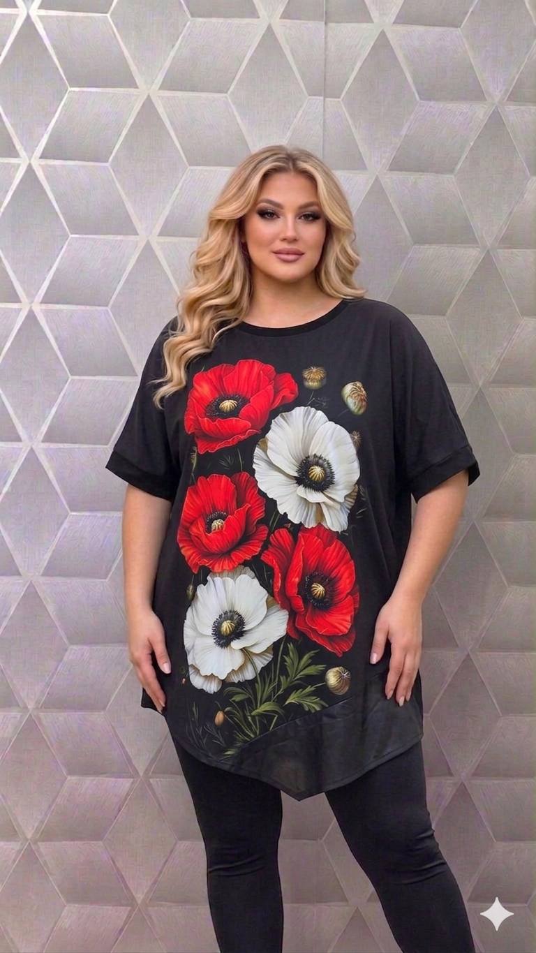 Bluze asimetrice cu maneca scurta pe croi larg Jennifer