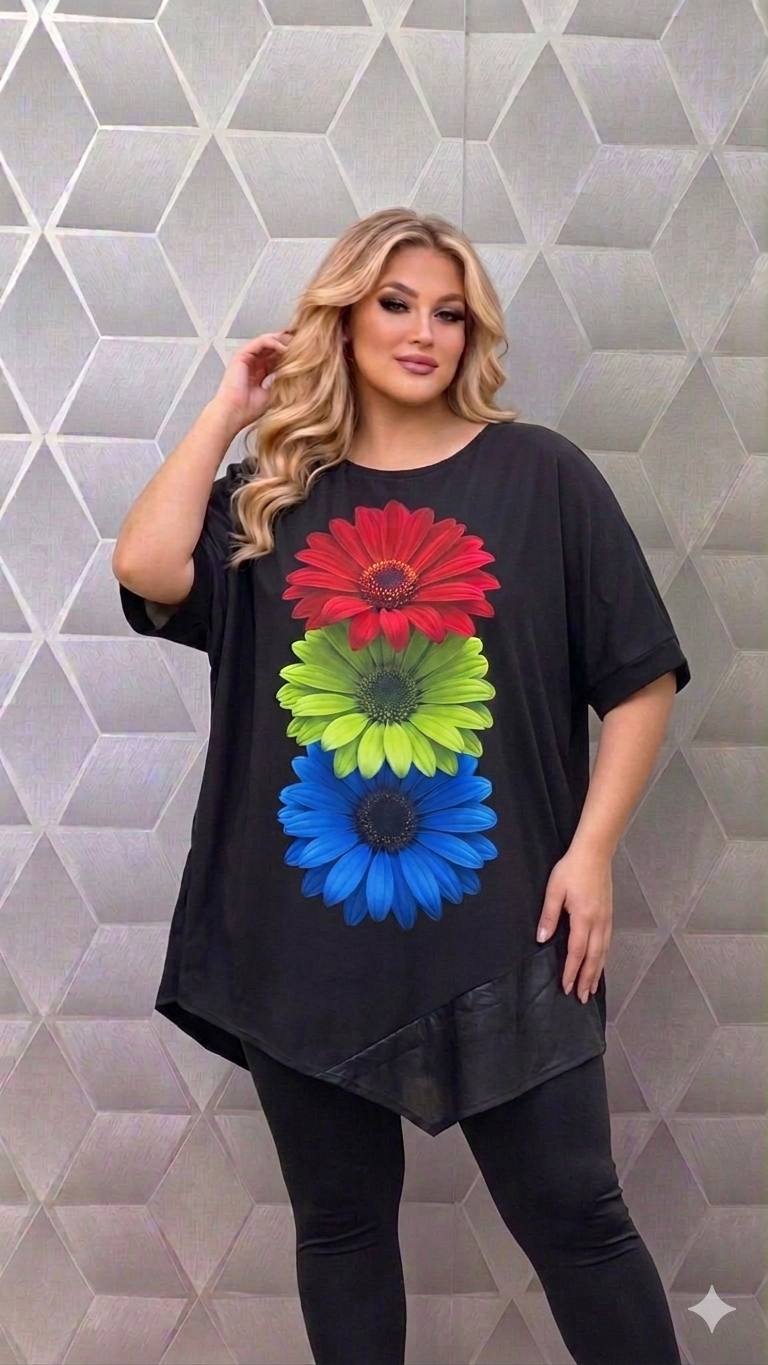 Bluze asimetrice cu maneca scurta pe croi larg Jennifer