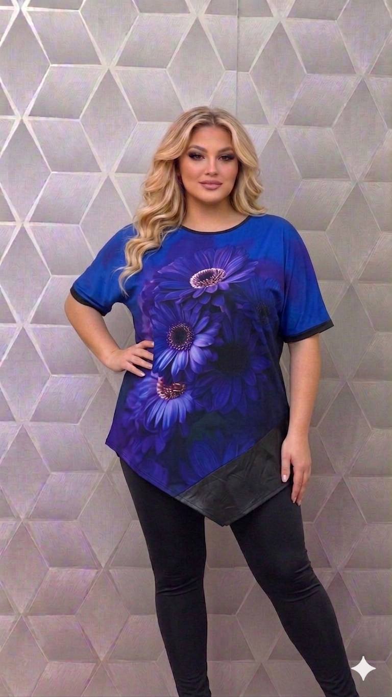 Bluze asimetrice cu maneca scurta pe croi larg Jennifer