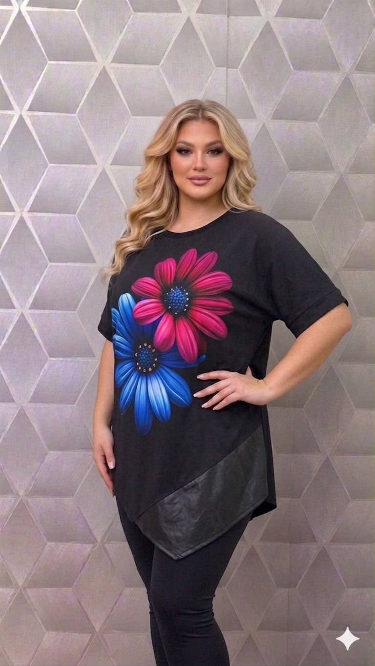 Bluze asimetrice cu maneca scurta pe croi larg Jennifer