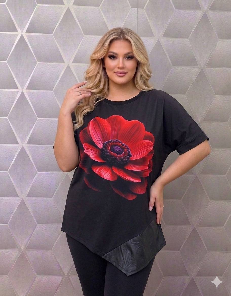 Bluze asimetrice cu maneca scurta pe croi larg Jennifer