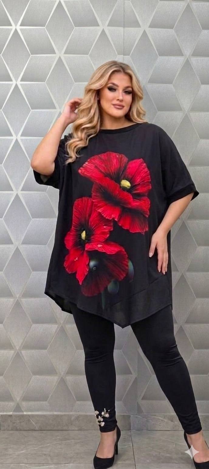 Bluze asimetrice cu maneca scurta pe croi larg Jennifer