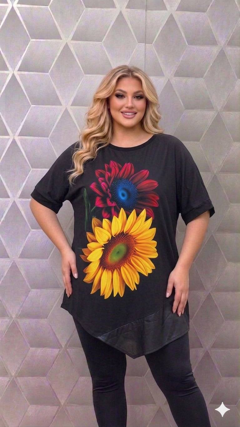 Bluze asimetrice cu maneca scurta pe croi larg Jennifer