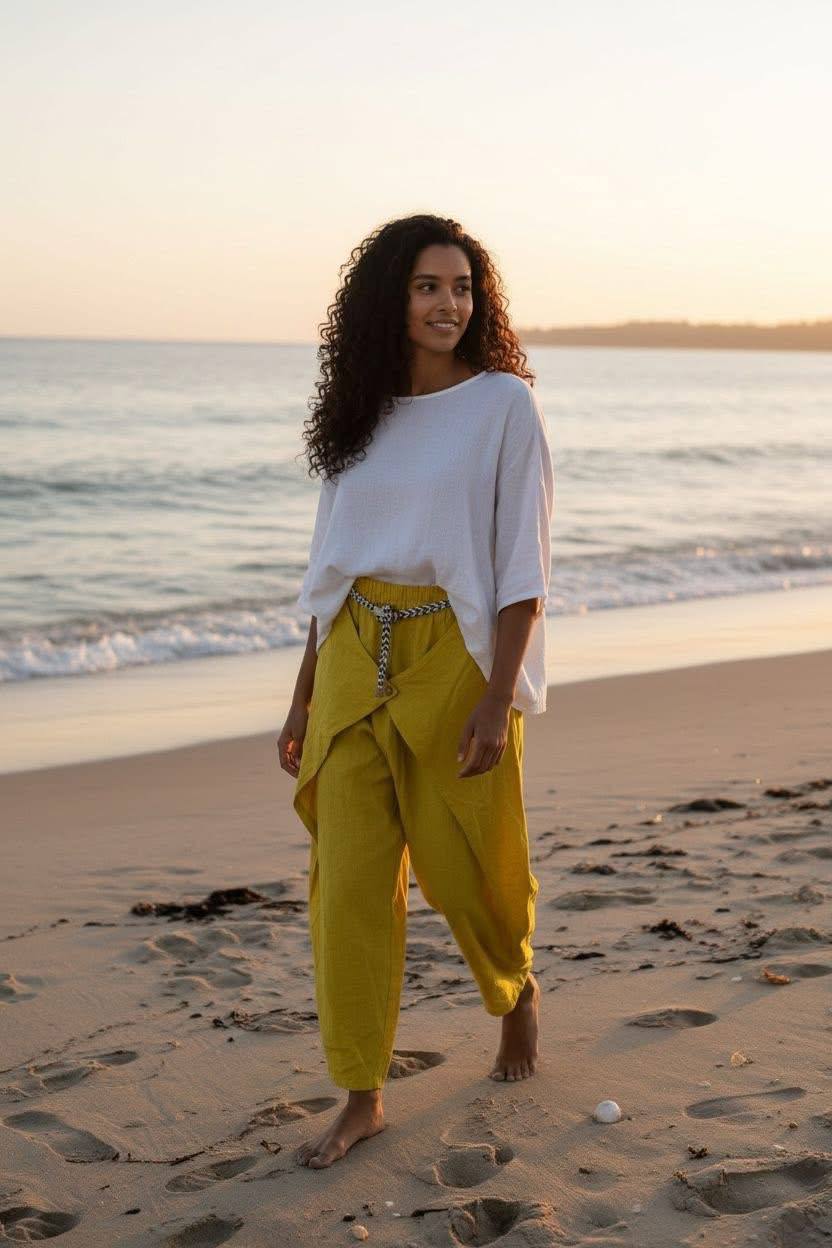 Pantaloni largi din in 100% Ines
