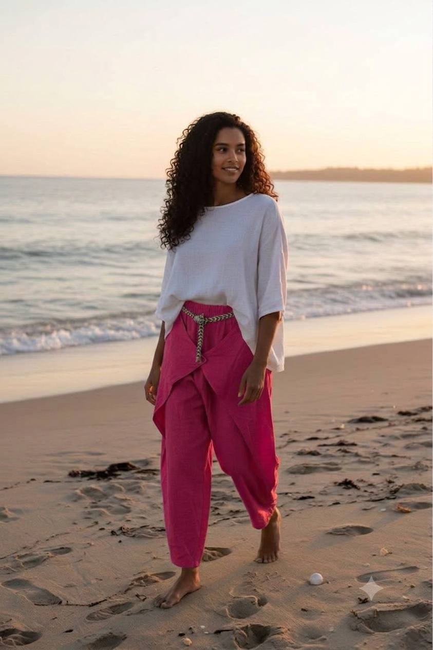 Pantaloni largi din in 100% Ines